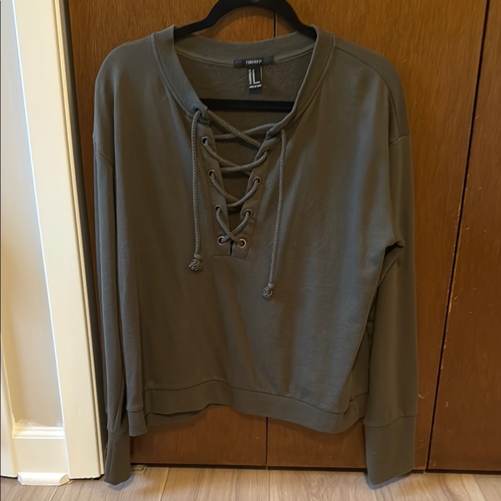 Olive Lace-Up Women's Top